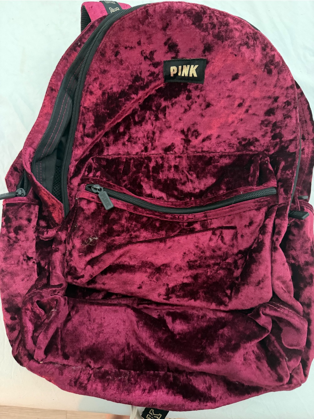 PINK Victoria's Secret Crushed Velvet Wine Backpack